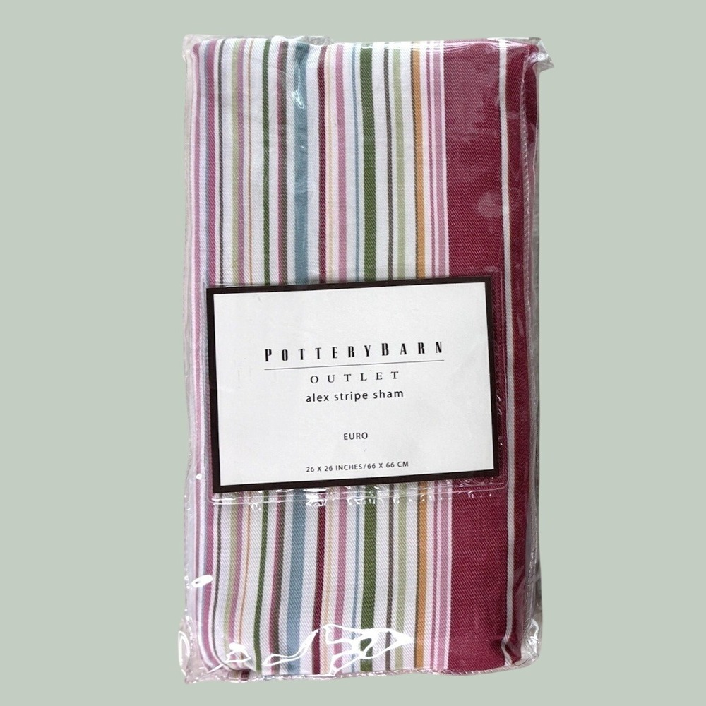Pottery Barn Alex Stripe Sham 100% Cotton‎ Euro 26 x 26 NEW